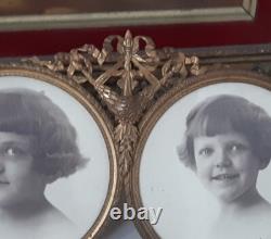 DOUBLE CADRE PHOTO EN BRONZE NAPOLÉON III XIXe DÉCOR LOUIS XVI