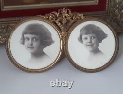 DOUBLE CADRE PHOTO EN BRONZE NAPOLÉON III XIXe DÉCOR LOUIS XVI