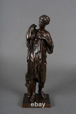 Diane de Gabie déesse Artémis d'après Praxitèle bronze Napoléon III XIXe H5420