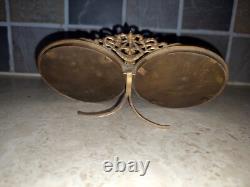 Double cadre photo à poser en bronze Napoléon III XIXe décor Louis XVI medaillon