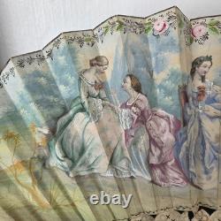 EVENTAIL Ancien Napoléon III Décor Romantique Superbe Monture XIXè HAND FAN
