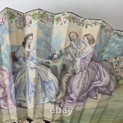 EVENTAIL Ancien Napoléon III Décor Romantique Superbe Monture XIXè HAND FAN