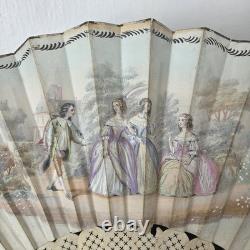 EVENTAIL Ancien Napoléon III Décor Romantique Superbe Monture XIXè HAND FAN
