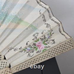 EVENTAIL Ancien Napoléon III Décor Romantique Superbe Monture XIXè HAND FAN
