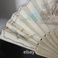 EVENTAIL Ancien Napoléon III Décor Romantique Superbe Monture XIXè HAND FAN