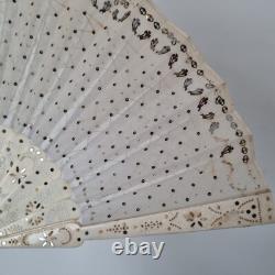 EVENTAIL Ancien Napoléon III Tulle Sequin XIXè Antique HAND FAN 19thC Ventaglio