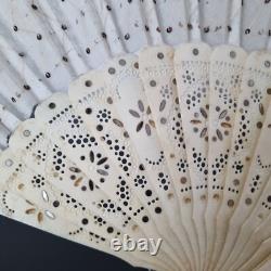 EVENTAIL Ancien Napoléon III Tulle Sequin XIXè Antique HAND FAN 19thC Ventaglio