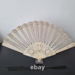 EVENTAIL Ancien Napoléon III Tulle Sequin XIXè Antique HAND FAN 19thC Ventaglio