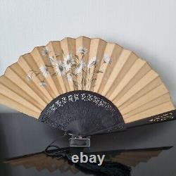 EVENTAIL Ancien XIXè Bois Sculpté Fleurs Napoléon III Antique HAND FAN VENTAGLIO