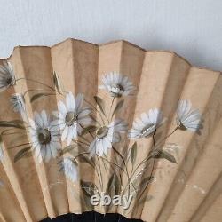 EVENTAIL Ancien XIXè Bois Sculpté Fleurs Napoléon III Antique HAND FAN VENTAGLIO