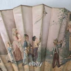 EVENTAIL Signé Lauronce Napoléon III Décor Arbre De Mai Enfants XIXè HAND FAN