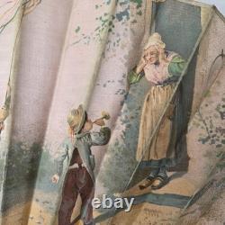 EVENTAIL Signé Lauronce Napoléon III Décor Arbre De Mai Enfants XIXè HAND FAN