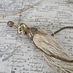 EVENTAIL XIXè Décor Peint Romantique Napoléon III avec Pompon HAND FAN