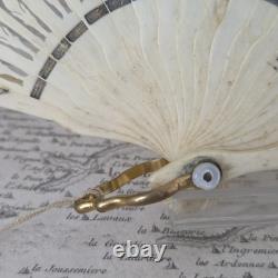 EVENTAIL XIXè Décor Peint Romantique Napoléon III avec Pompon HAND FAN