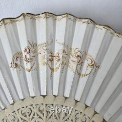 EVENTAIL XIXè Décor Peint Romantique Napoléon III avec Pompon HAND FAN