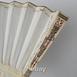 EVENTAIL XIXè Décor Peint Romantique Napoléon III avec Pompon HAND FAN