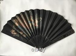 EVENTAIL XIXè Napoléon III Décor Peint Signé PL 1889 VENTAGLIO Hand FAN 19thC