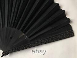 EVENTAIL XIXè Napoléon III Décor Peint Signé PL 1889 VENTAGLIO Hand FAN 19thC