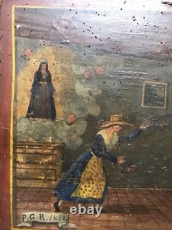 EX VOTO ITALIE TABLEAU ANCIEN HUILE XIX 19eme IMAGERIE ART POPULAIRE NAÏF