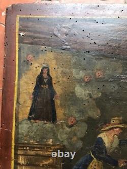 EX VOTO ITALIE TABLEAU ANCIEN HUILE XIX 19eme IMAGERIE ART POPULAIRE NAÏF