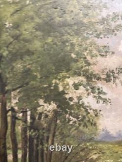 École française, XIXe siècle Huile sur panneau. PAYSAGE Cadre napoléon III