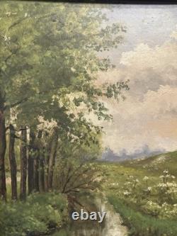 École française, XIXe siècle Huile sur panneau. PAYSAGE Cadre napoléon III