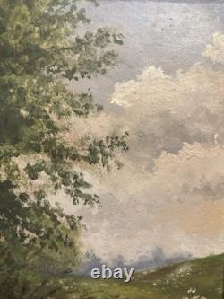 École française, XIXe siècle Huile sur panneau. PAYSAGE Cadre napoléon III
