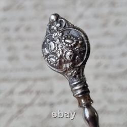 Ecrin Couture Ancien XIXè Argent Ciseaux Dé A Coudre Complet Marqueterie