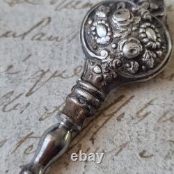 Ecrin Couture Ancien XIXè Argent Ciseaux Dé A Coudre Complet Marqueterie