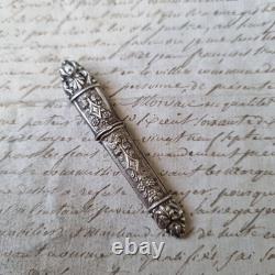 Ecrin Couture Ancien XIXè Argent Ciseaux Dé A Coudre Complet Marqueterie