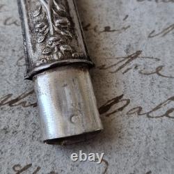 Ecrin Couture Ancien XIXè Argent Ciseaux Dé A Coudre Complet Marqueterie