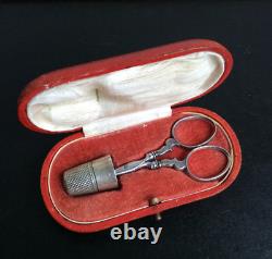 Ecrin Couture Ancien XIXè Argent Ciseaux Dés Napoleon III 19thC