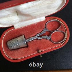 Ecrin Couture Ancien XIXè Argent Ciseaux Dés Napoleon III 19thC