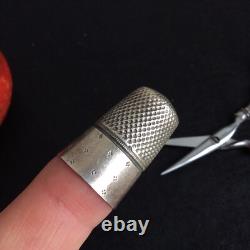 Ecrin Couture Ancien XIXè Argent Ciseaux Dés Napoleon III 19thC