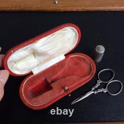 Ecrin Couture Ancien XIXè Argent Ciseaux Dés Napoleon III 19thC