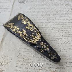 Ecrin Pour Ciseaux de Couture 4 Paires Oiseau en Cuir XIXè Napoléon III