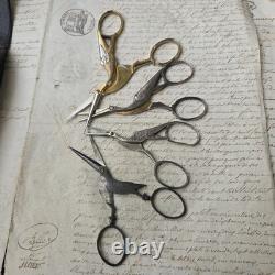 Ecrin Pour Ciseaux de Couture 4 Paires Oiseau en Cuir XIXè Napoléon III