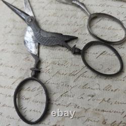 Ecrin Pour Ciseaux de Couture 4 Paires Oiseau en Cuir XIXè Napoléon III