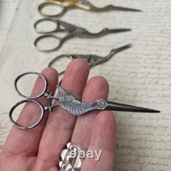 Ecrin Pour Ciseaux de Couture 4 Paires Oiseau en Cuir XIXè Napoléon III