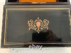 Ecritoire Napoléon III en bois noir et marqueterie de laiton XIX siècle