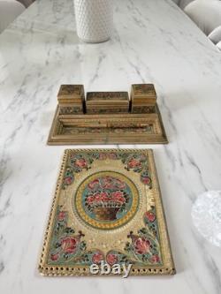 Ecritoire Plumier Buvard Papier Mâché Cachemire Inde XIXe Napoléon III Antique