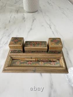 Ecritoire Plumier Buvard Papier Mâché Cachemire Inde XIXe Napoléon III Antique