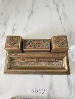 Ecritoire Plumier Buvard Papier Mâché Cachemire Inde XIXe Napoléon III Antique