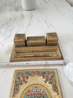 Ecritoire Plumier Buvard Papier Mâché Cachemire Inde XIXe Napoléon III Antique