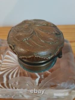 Encrier Cristal Bronze Napoleon III Empire Art Nouveau XIX Baccarat