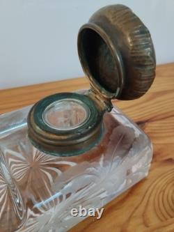 Encrier Cristal Bronze Napoleon III Empire Art Nouveau XIX Baccarat