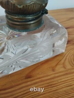 Encrier Cristal Bronze Napoleon III Empire Art Nouveau XIX Baccarat