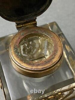 Encrier En Cristal Monte Bronze Napoleon III Xixe Decor A L'antique M2058
