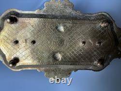 Encrier Napoléon III en bronze XIX eme siècle avec monogramme et date dessous