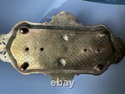 Encrier Napoléon III en bronze XIX eme siècle avec monogramme et date dessous